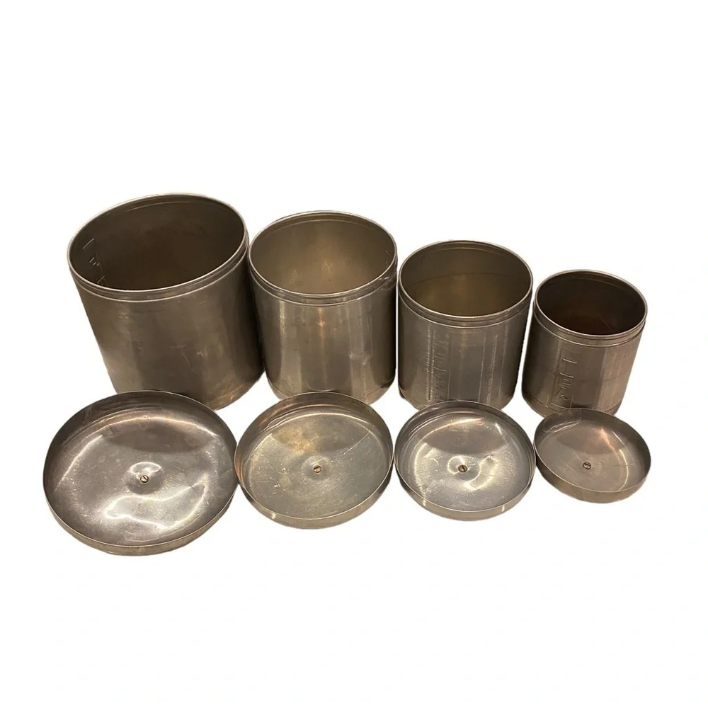 Aluminum Spun Kitchen Ware Canister Set Vintage Midcentury Modern Set of 4